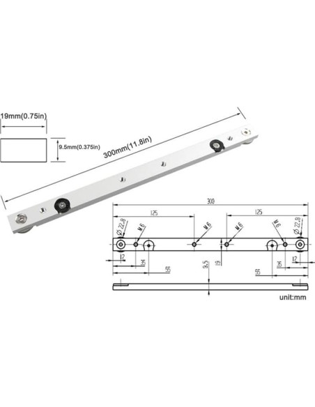 Barra de Inglete de Aluminio KETIPED 300mm Plata para Sierra