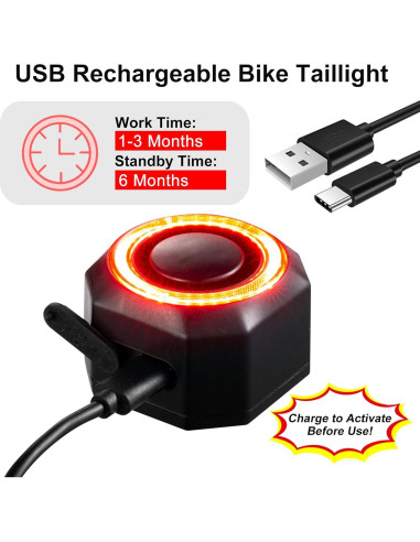 Antfire Luz Trasera Inteligente con Alarma 110 dB para Bicicleta