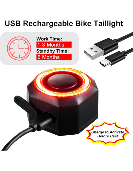 Antfire Luz Trasera Inteligente con Alarma 110 dB para Bicicleta
