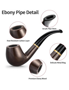 Juego de Pipas de Tabaco Joyoldelf Ébano Hecho a Mano con Accesorios 2