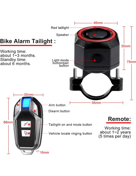 Antfire Luz Trasera Inteligente con Alarma 110 dB para Bicicleta