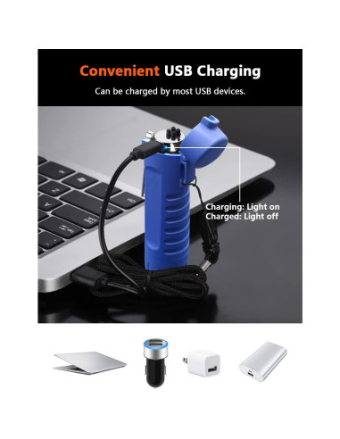 Encendedor Eléctrico Impermeable SKRFIRE Azul - Recargable USB