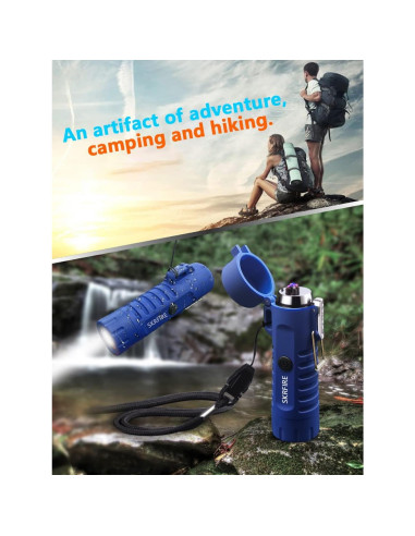 Encendedor Eléctrico Impermeable SKRFIRE Azul - Recargable USB