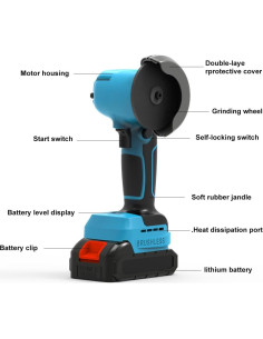 Amoladora Angular Inalámbrica ZFULVO 21V 28000RPM con 2 Baterías 2