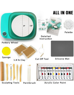 Rueda de Alfarería Mini Catcrafter 28x23cm, 0-440 RPM, Kit Completo 2