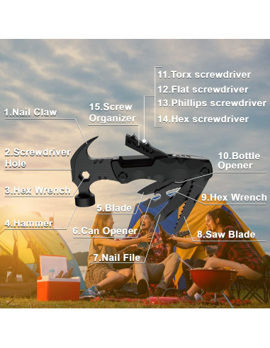 Multiherramienta WESTLEY WT15H 15 en 1 para Camping