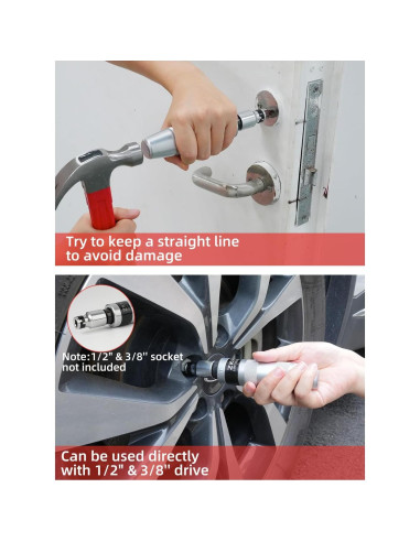 Destornillador de Impacto Manual ZKH 1/2" y 3/8" con 10 Puntas