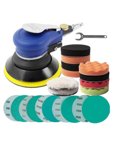 Lijadora Orbital Neumática UPWOOD 5" con 10 Papeles de Lija