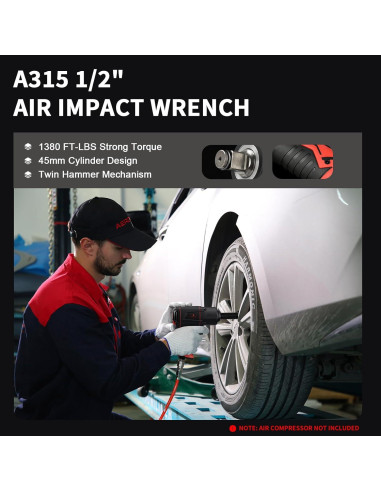 Llave de Impacto Neumática AEROPRO A315 1870.5 Nm Ligera