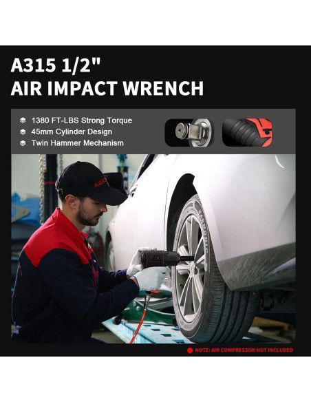 Llave de Impacto Neumática AEROPRO A315 1870.5 Nm Ligera