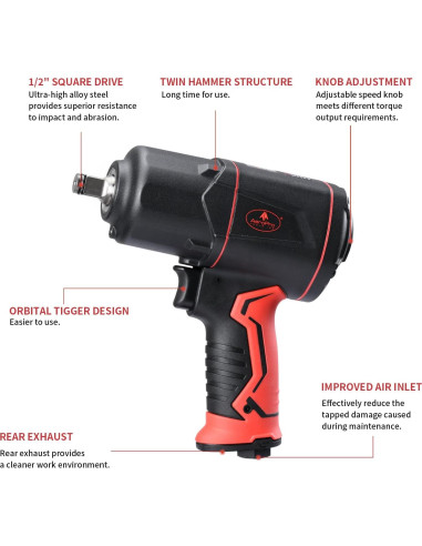 Llave de Impacto Neumática AEROPRO A315 1870.5 Nm Ligera