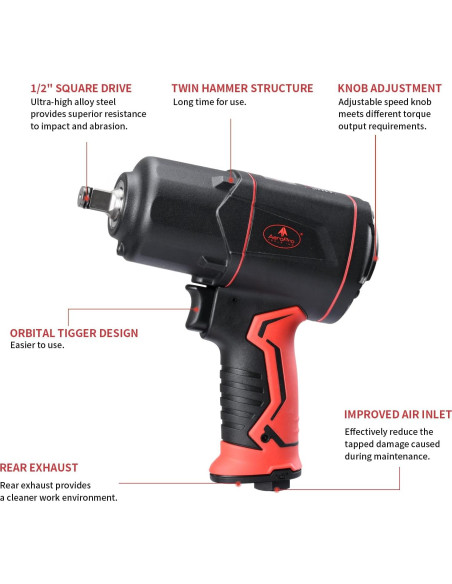 Llave de Impacto Neumática AEROPRO A315 1870.5 Nm Ligera