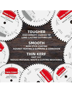 Sierra Circular 18.4 cm TWIN-TOWN 60 Dientes para Madera 2