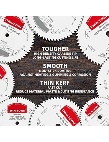 Sierra Circular 18.4 cm TWIN-TOWN 60 Dientes para Madera