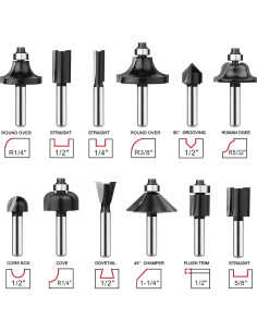 Juego de Brocas de Router UTRUSTTO 12 Piezas 1/4" Carburo 2