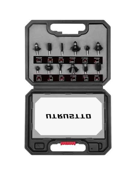 Juego de Brocas de Router UTRUSTTO 12 Piezas 1/4" Carburo