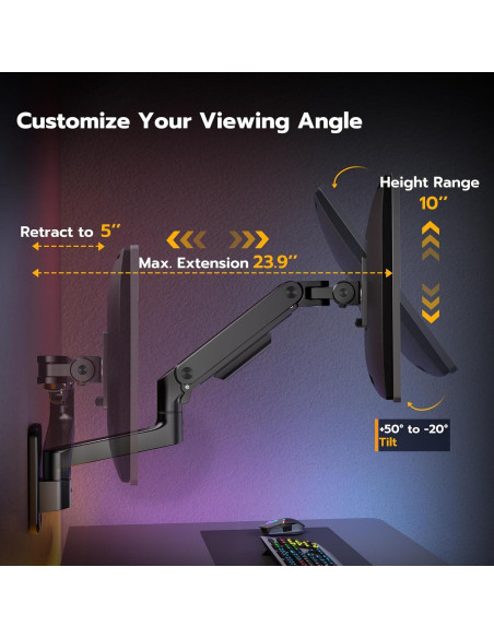 Brazo de Monitor ARES WING Montaje en Pared 17-49" Negro