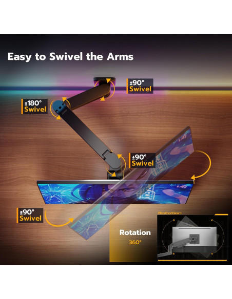 Brazo de Monitor ARES WING Montaje en Pared 17-49" Negro