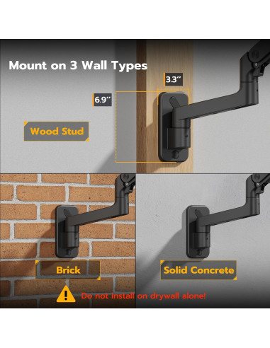 Brazo de Monitor ARES WING Montaje en Pared 17-49" Negro
