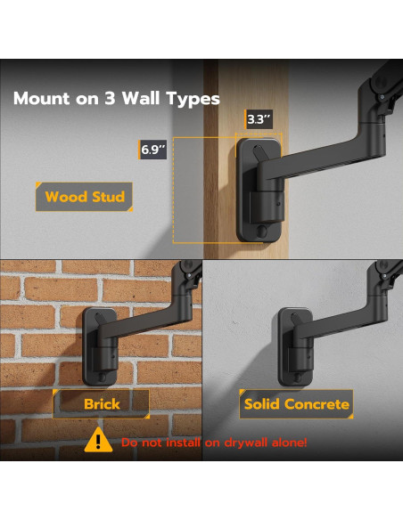 Brazo de Monitor ARES WING Montaje en Pared 17-49" Negro