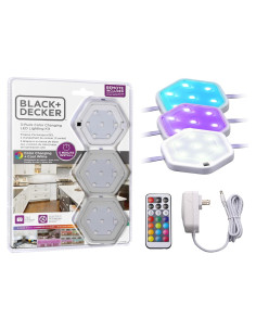 Kit de Luz LED Puck 3-Pack Black+Decker RGBW Regulable