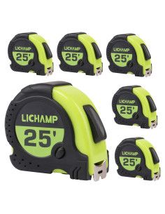 Cinta Métrica LICHAMP 7.62m Paquete de 6 Fracciones 1/8