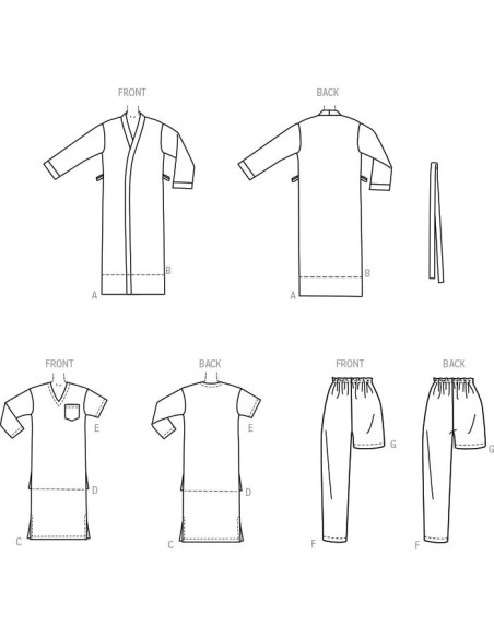 Kit de Patrón de Costura McCall's M8443 para Hombre - Bata, Camisón y Pantalones