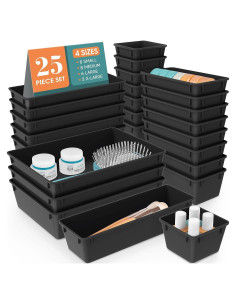 Juego de Organizadores de Cajones 25 PCS Plástico Negro