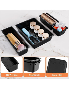 Juego de Organizadores de Cajones 25 PCS Plástico Negro 2