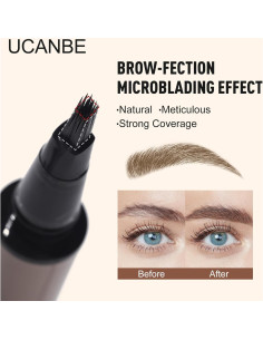 Lápiz de Cejas UCANBE Marrón Impermeable con Cepillo Angulado 2