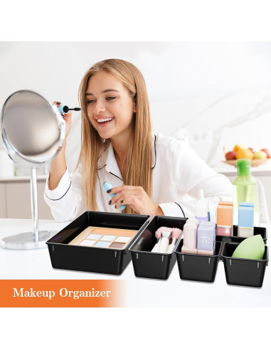 Juego de Organizadores de Cajones 25 PCS Plástico Negro