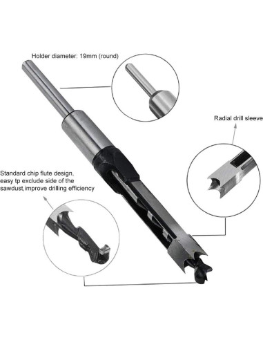 Broca Cincel Cuadrada SaferCCTV 19mm para Madera y Acero