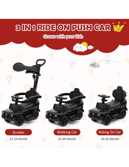 Coche Empujable 3 en 1 Costzon Mercedes Benz Negro