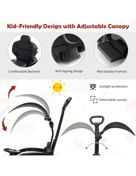 Coche Empujable 3 en 1 Costzon Mercedes Benz Negro