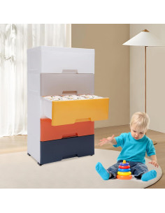 Cajonera de Plástico Rurazong 5 Cajones 43.4x29x80 cm Colorido 2