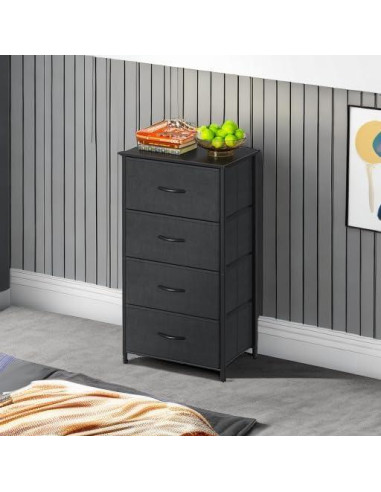 Cajonera AODK 4 Cajones Pequeña Tela Estructura Acero Negra