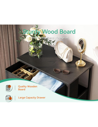 Cajonera AODK 4 Cajones Pequeña Tela Estructura Acero Negra