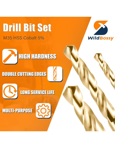 Juego de Brocas de Cobalto M35 13PCS WildBossy para Metal