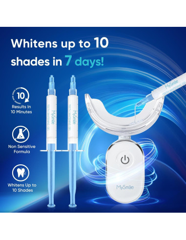 Kit de Blanqueamiento Dental MySmile con Luz LED para Dientes Sensibles - 6 Gel de Peróxido de Carbamida