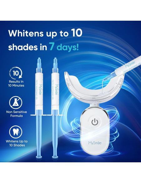Kit de Blanqueamiento Dental MySmile con Luz LED para Dientes Sensibles - 6 Gel de Peróxido de Carbamida
