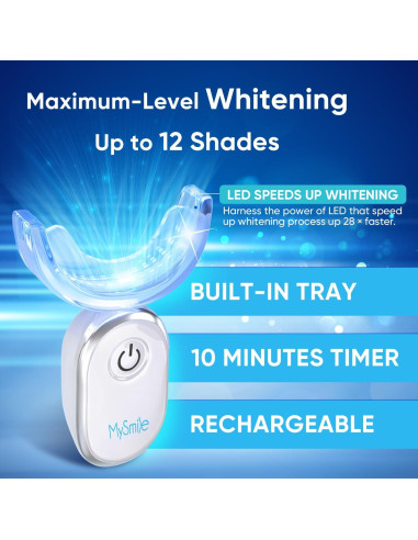 Kit de Blanqueamiento Dental MySmile con Luz LED para Dientes Sensibles - 6 Gel de Peróxido de Carbamida