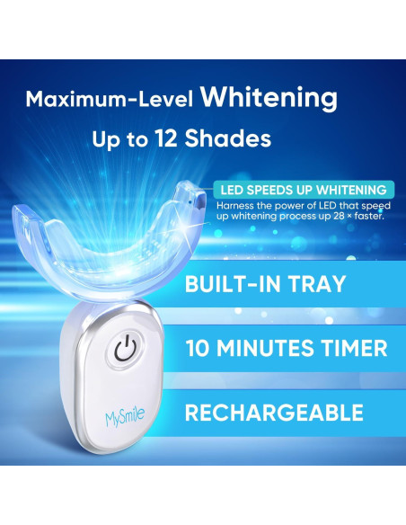Kit de Blanqueamiento Dental MySmile con Luz LED para Dientes Sensibles - 6 Gel de Peróxido de Carbamida