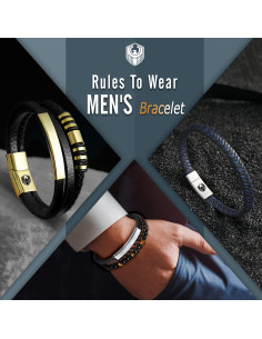 Pulsera de Cuero Trenzado para Hombres con Cierre Magnético 20 cm 2