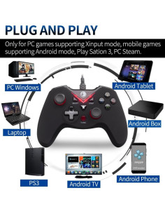 Controlador USB V-one Gamepad Joystick Rojo para PC y Android 2