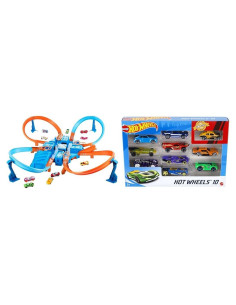Conjunto de Pista de Choque Hot Wheels Criss Cross + 10 Coches 1:64