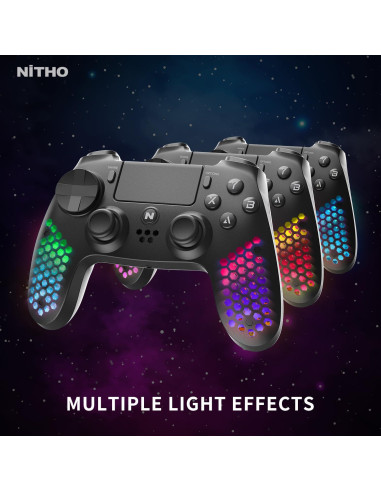 Controlador Inalámbrico NiTHO para PS4/PS3/PC - RGB, 6 Ejes