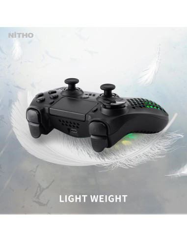 Controlador Inalámbrico NiTHO para PS4/PS3/PC - RGB, 6 Ejes