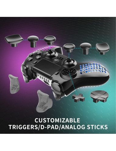 Controlador Inalámbrico NiTHO para PS4/PS3/PC - RGB, 6 Ejes