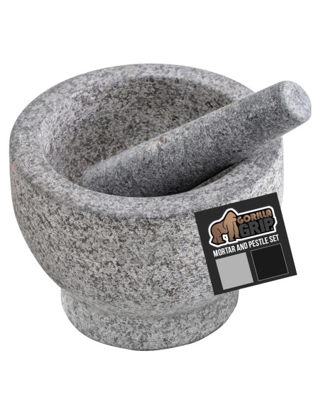 Juego de Mortero y Pestle Gorilla Grip 1.5 Taza Granito Gris