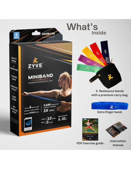 Bandas de Resistencia ZYVE MINIBAND 5 Niveles Caucho Natural